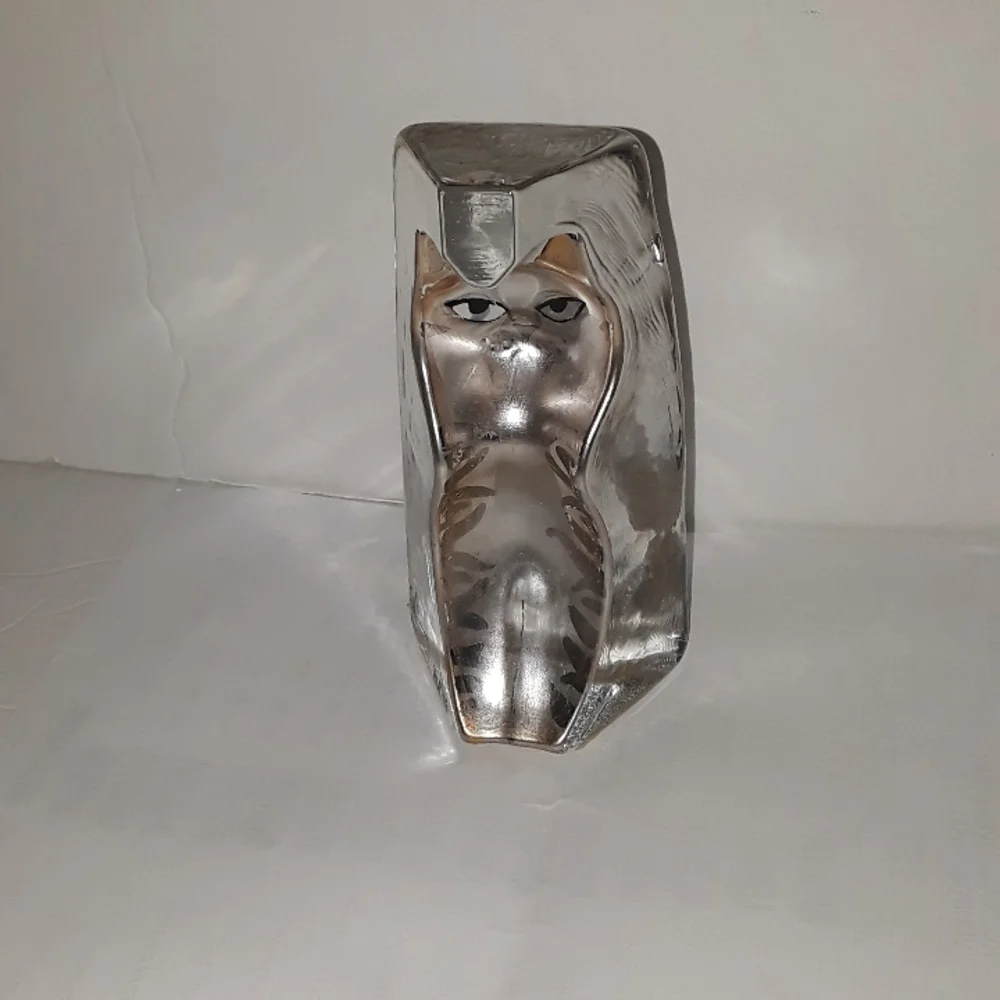 c RARE KRIFF DESIGN GLASS STRIPPED CAT PAPERWEIGHT FIGURINE RSP / LE
